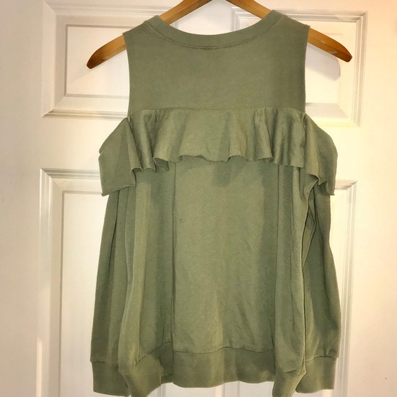 TORRID GREEN RUFFLED COLD SHOULDER SWEATSHIRT 00 - Picture 6 of 6